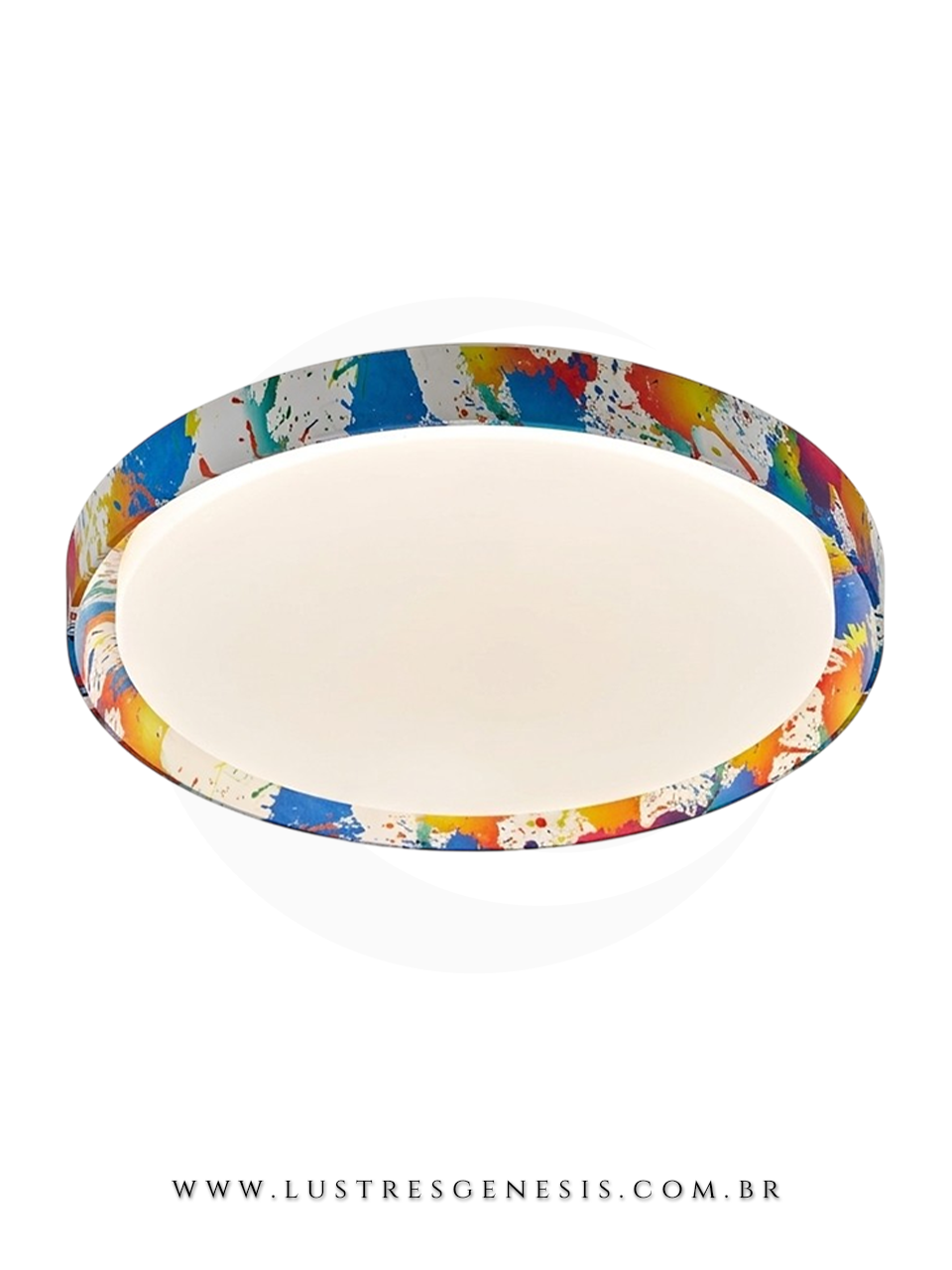 Luminaria Plafon LED Sindora Colorido Aquarela 40cm Lustre para Quarto Infantil, Sala de Estar, Quarto de Casal e Corredor